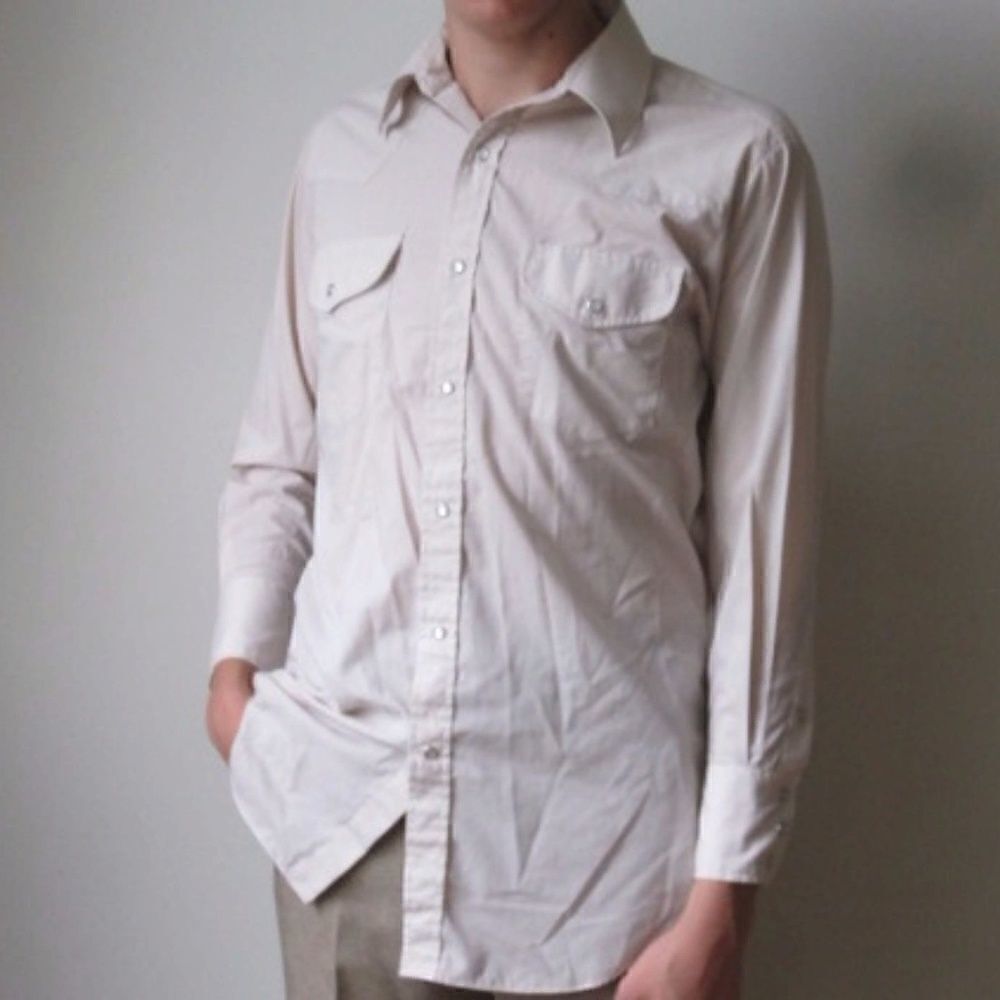 🌹VINTAGE Mens Shirt M Medium Pearl Snap Button